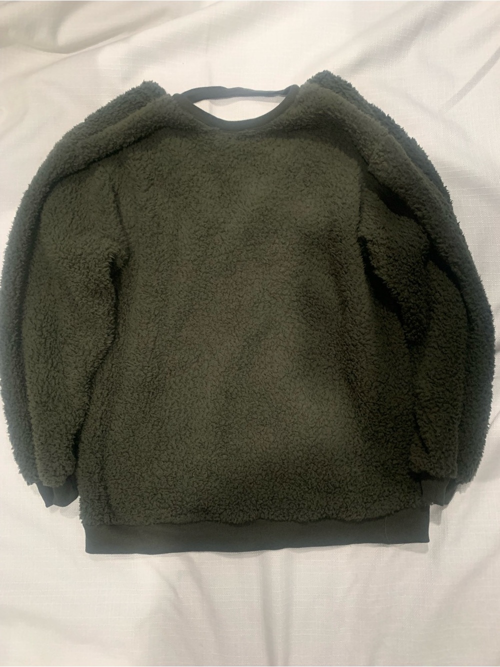 Fashion Nova Olive Green Sherpa Crewneck